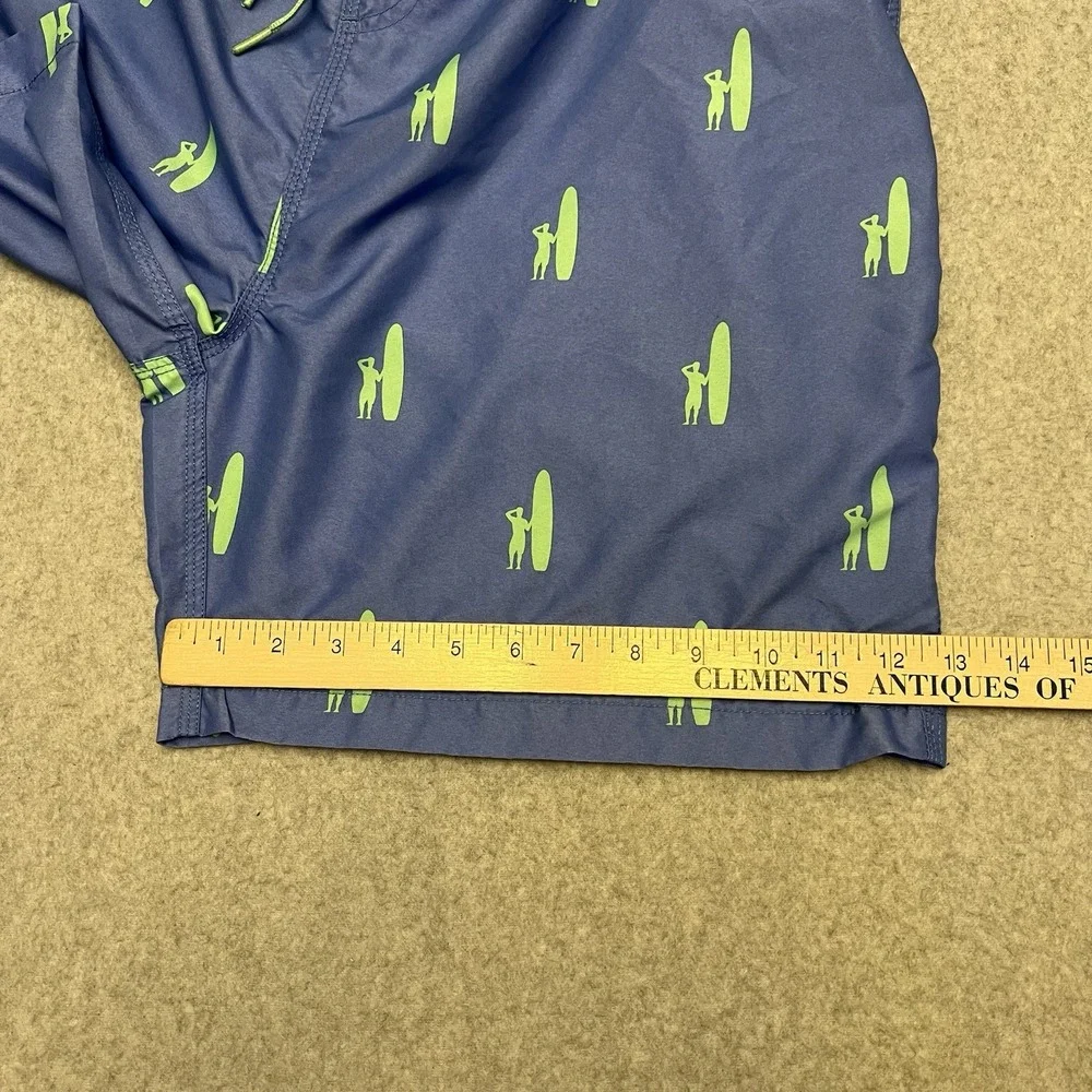 Johnnie O Swim Trunks Men's XL Blue Surf Board AOP Drawstring Beach Resort Sun
